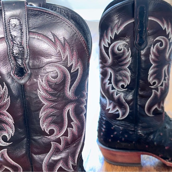 NOCONA Men’s Black Cherry Full Quill Ostrich Boots - Picture 7 of 7